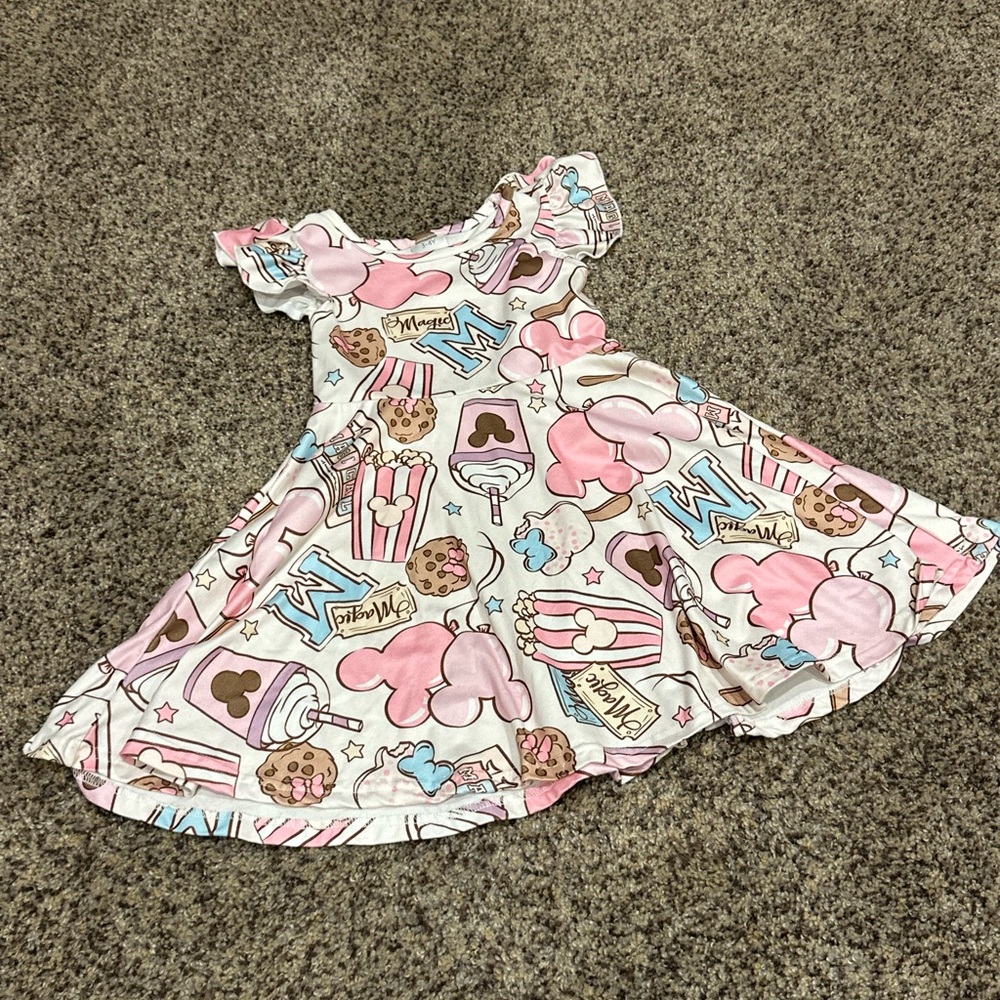 Disney theme Pink and White Ice Cream Print Dress